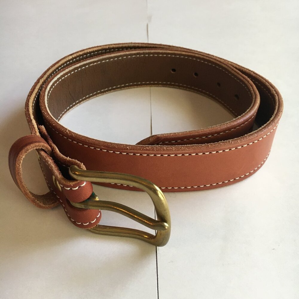 Handmade Leather Belt Brown 30 Brass Buckle Classic Made in USA